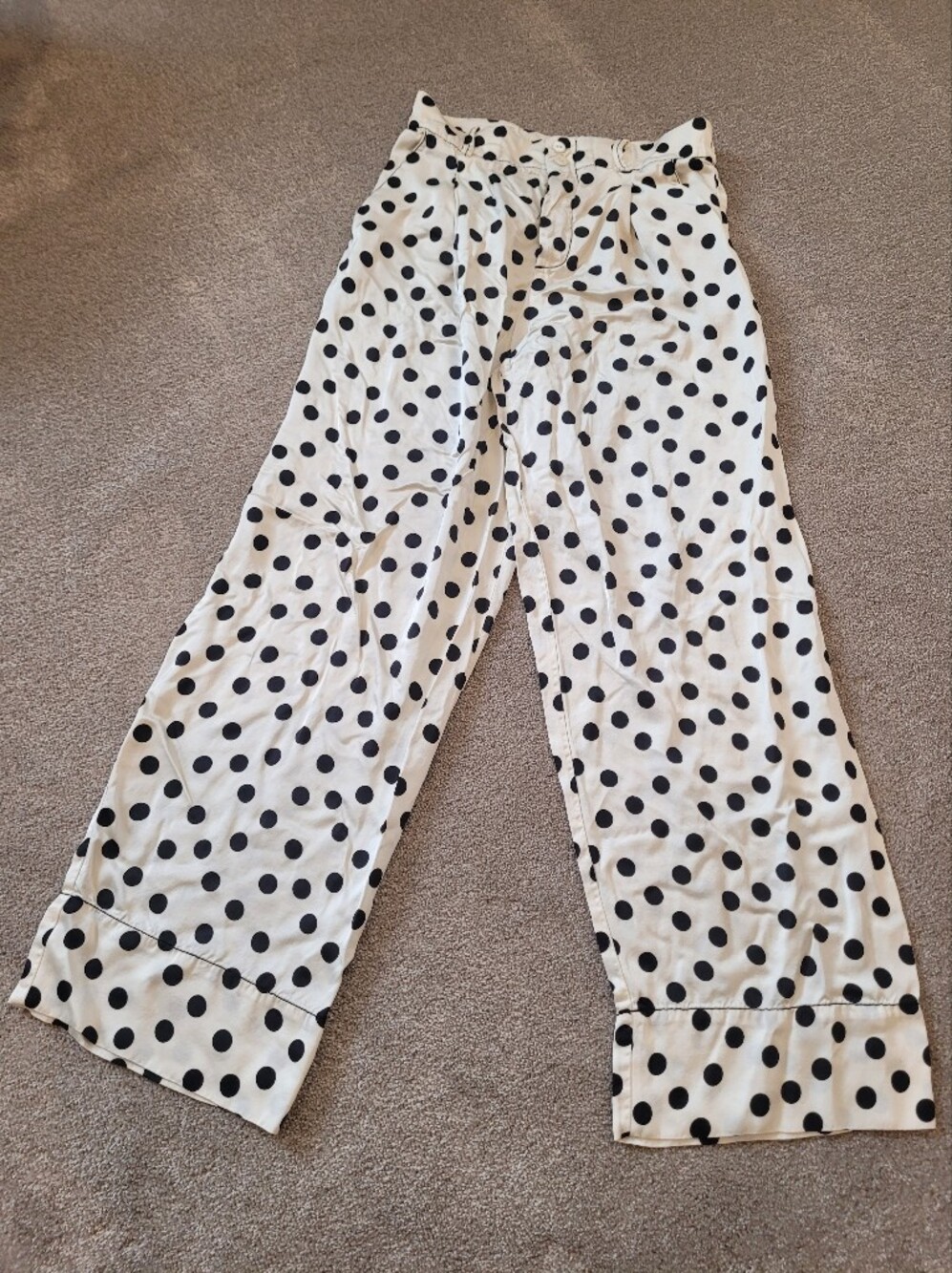Zara Studio Woman Wide-Leg Polka Dot Flowing Trousers Pant Size XS - Picture 6 of 9